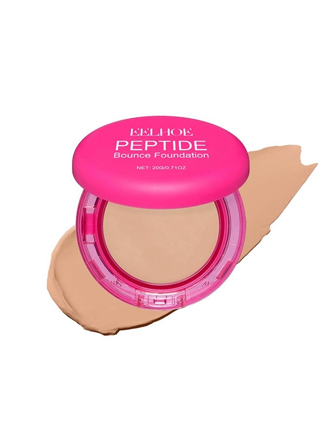 EELHOE Peptide Bounce Foundation | Anti-Aging Vegan Makeup with Firming Peptides, Medium Buildable Coverage, Blurs Wrinkles & Smooths Skin Texture - Clean Formula for Mature Skin 20g, Natural Color - Image 1